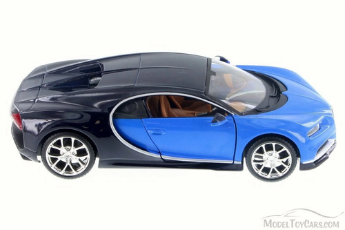 Bugatti Chiron 1/24 Scale Diecast Model Car in Blue and Dark Blue - Picture 2 of 12
