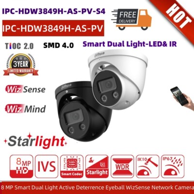 US Dahua 4K Full Color Wizsense IP Camera IPC-HDW3849H-AS-PV two way audio Light
