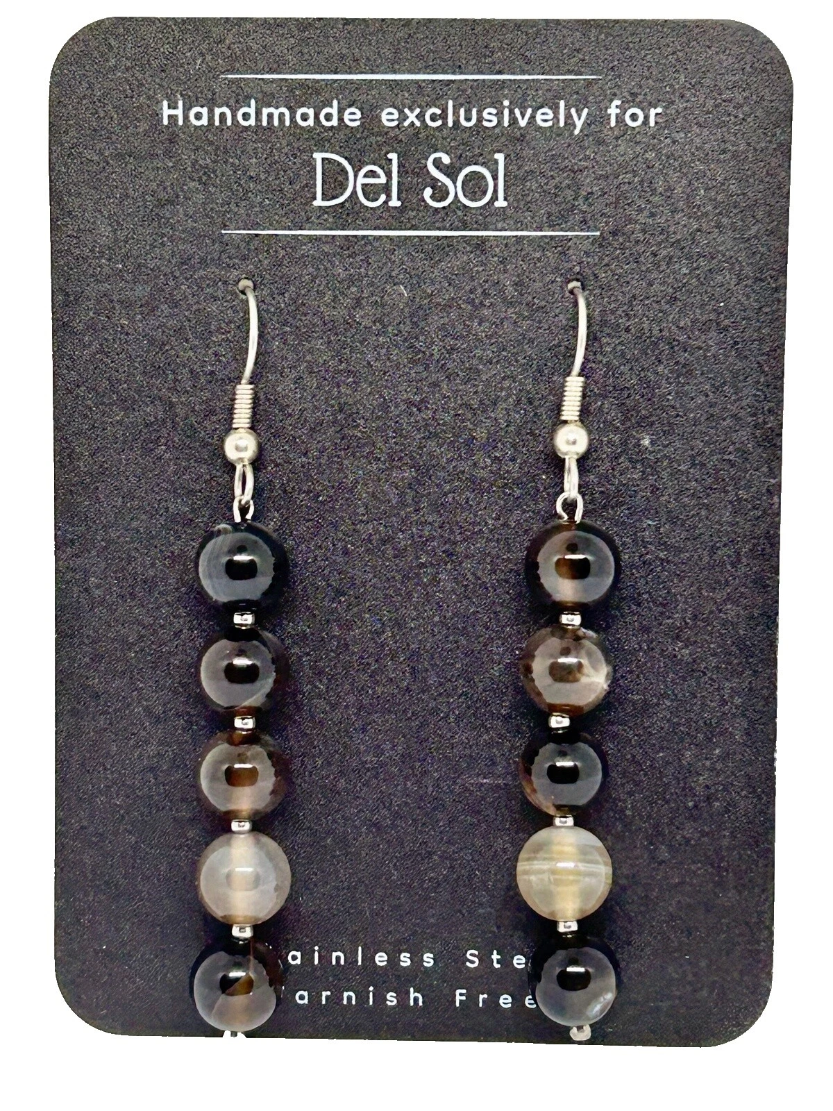 Onyx Pendientes de acero inoxidable para hombres