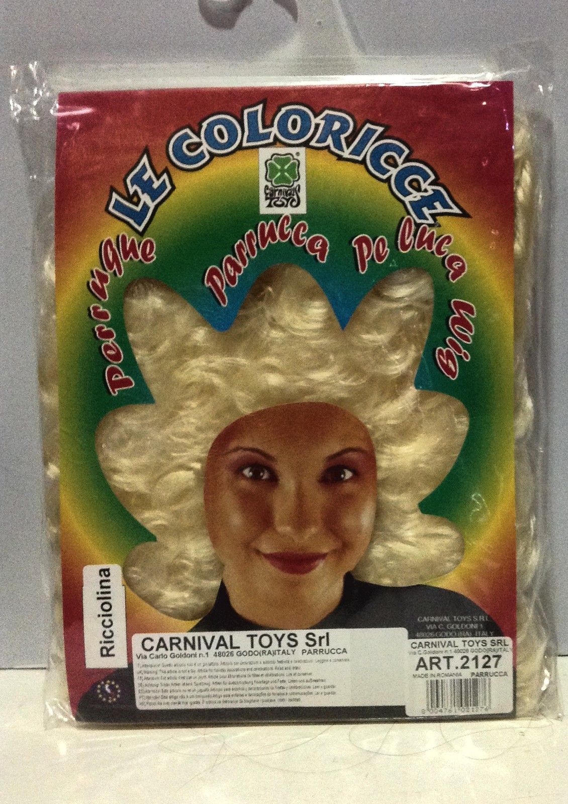 CARNEVALE HALLOWEEN PARRUCCA CAPELLI RICCI BIONDI WIG CLOWN HAIR COLORICCE