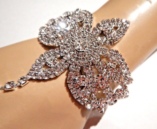 Mujer Talla Grande PULSERA DE CRISTAL Aleta Gatsby Estrás Puño Anillo Mano L A6 - Imagen 2 de 8