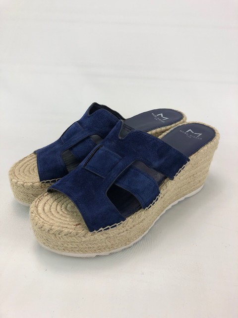 MARC FISHER LTD Robbyn Espadrille Slide Suede Blue Leather Sandal Wedge Sz 9M | eBay