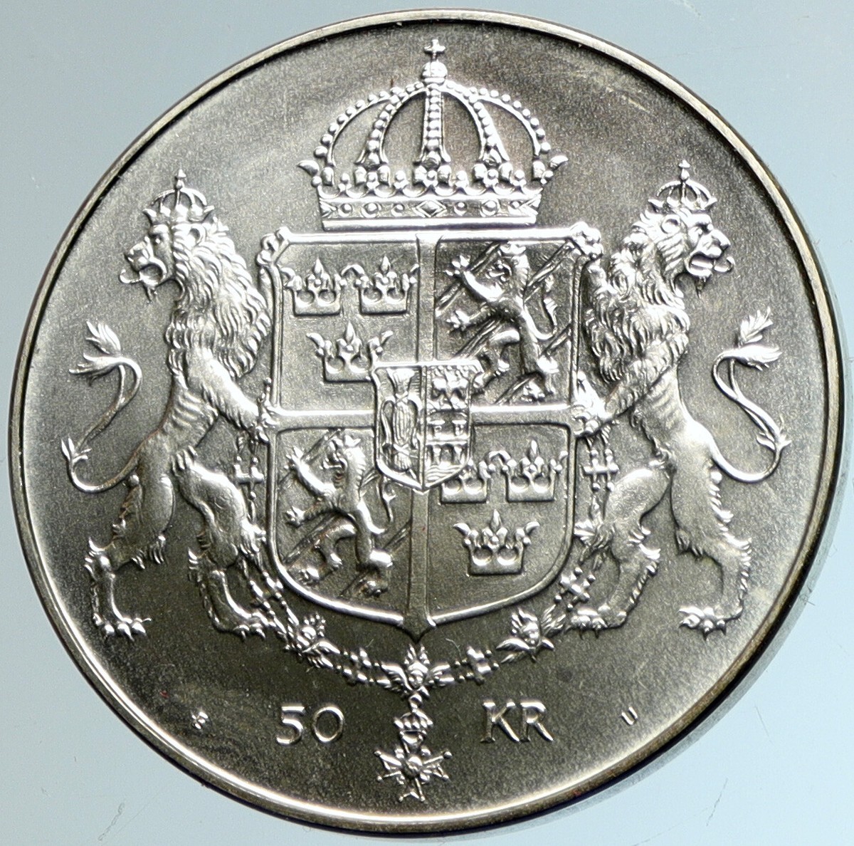 1976 SWEDEN King GUSTAF V Queen Silvia ROYAL WEDDING Silver 50 Kr