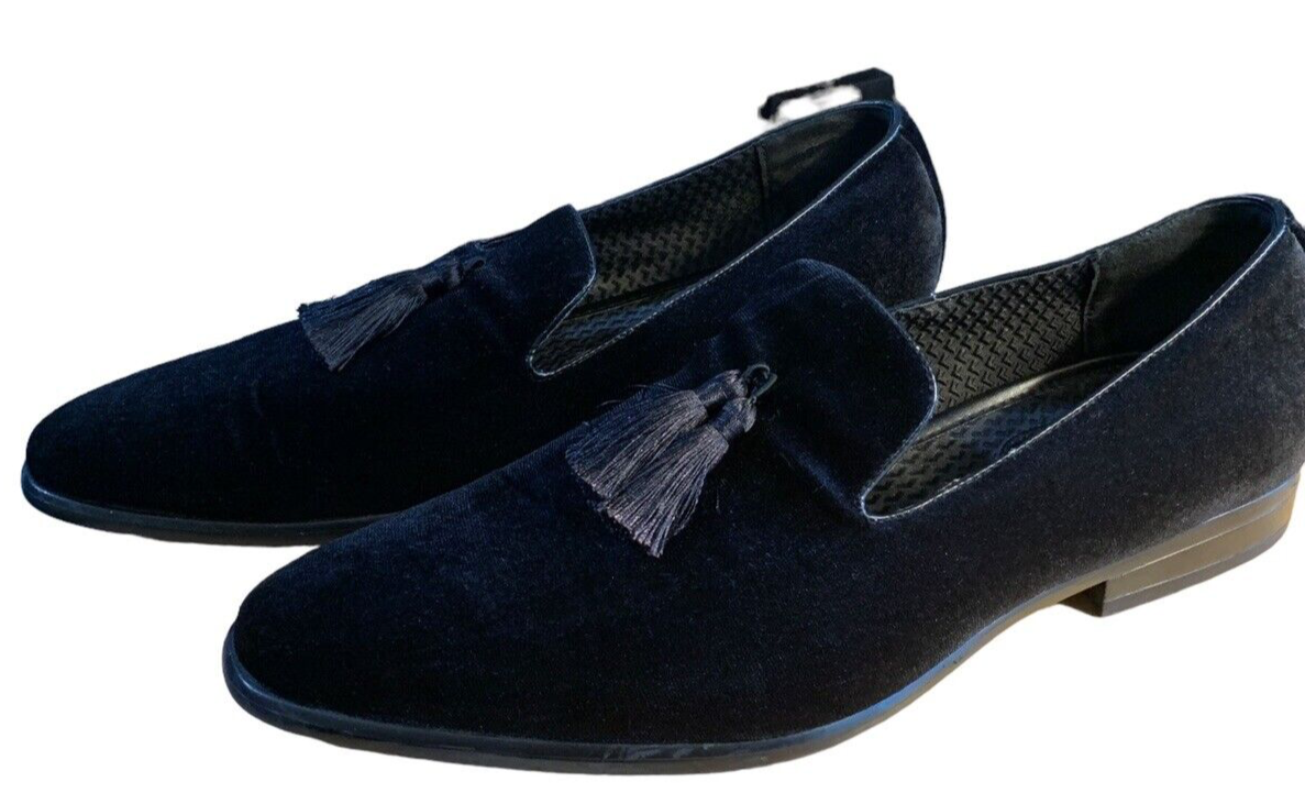 Men’s Carlo Morandi Tasseled Black Velvet Loafers Size 12 Carlo Morandi Tasseled Satin Smoking Shoe | eBay main image 3