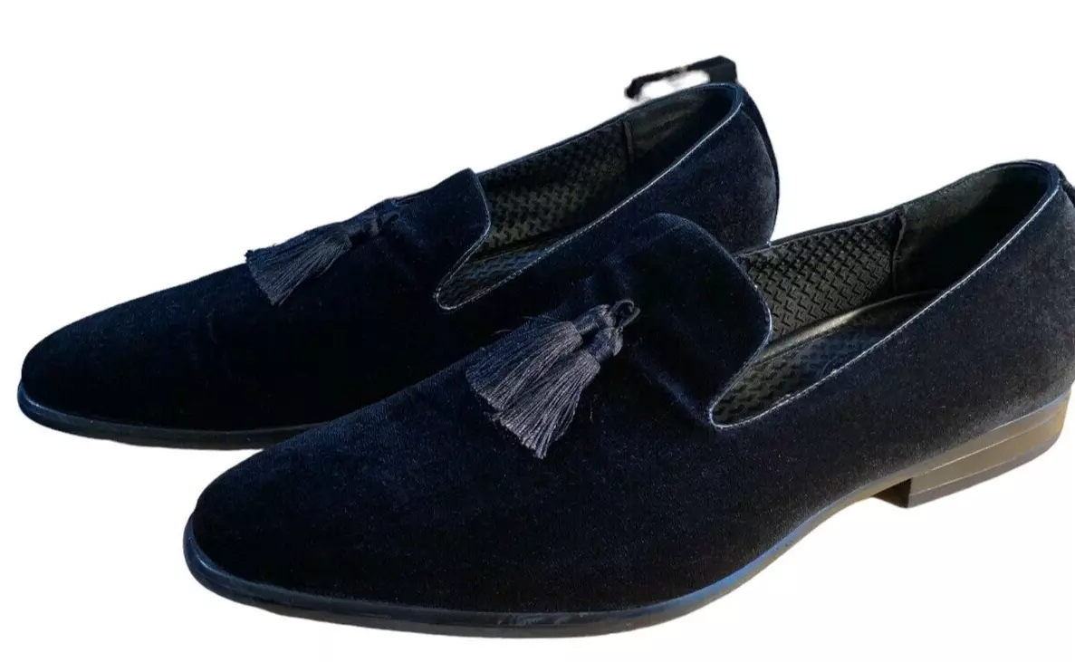 Carlo Morandi Tasseled Black Satin Dress Formal Loafers Smoking