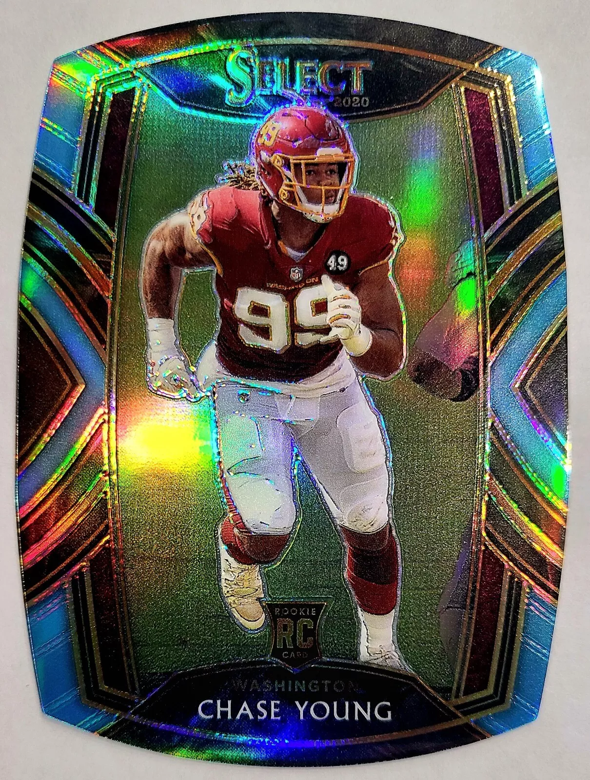 2020 Select Chase Young RC Light Blue Die-Cut Prizm Club Commanders Saints #264