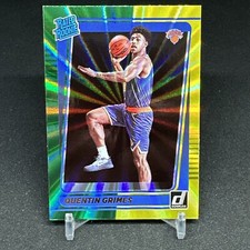 2021-22 Panini Donruss Quentin Grimes #216 Green Yellow Laser Holo Rated Rookie