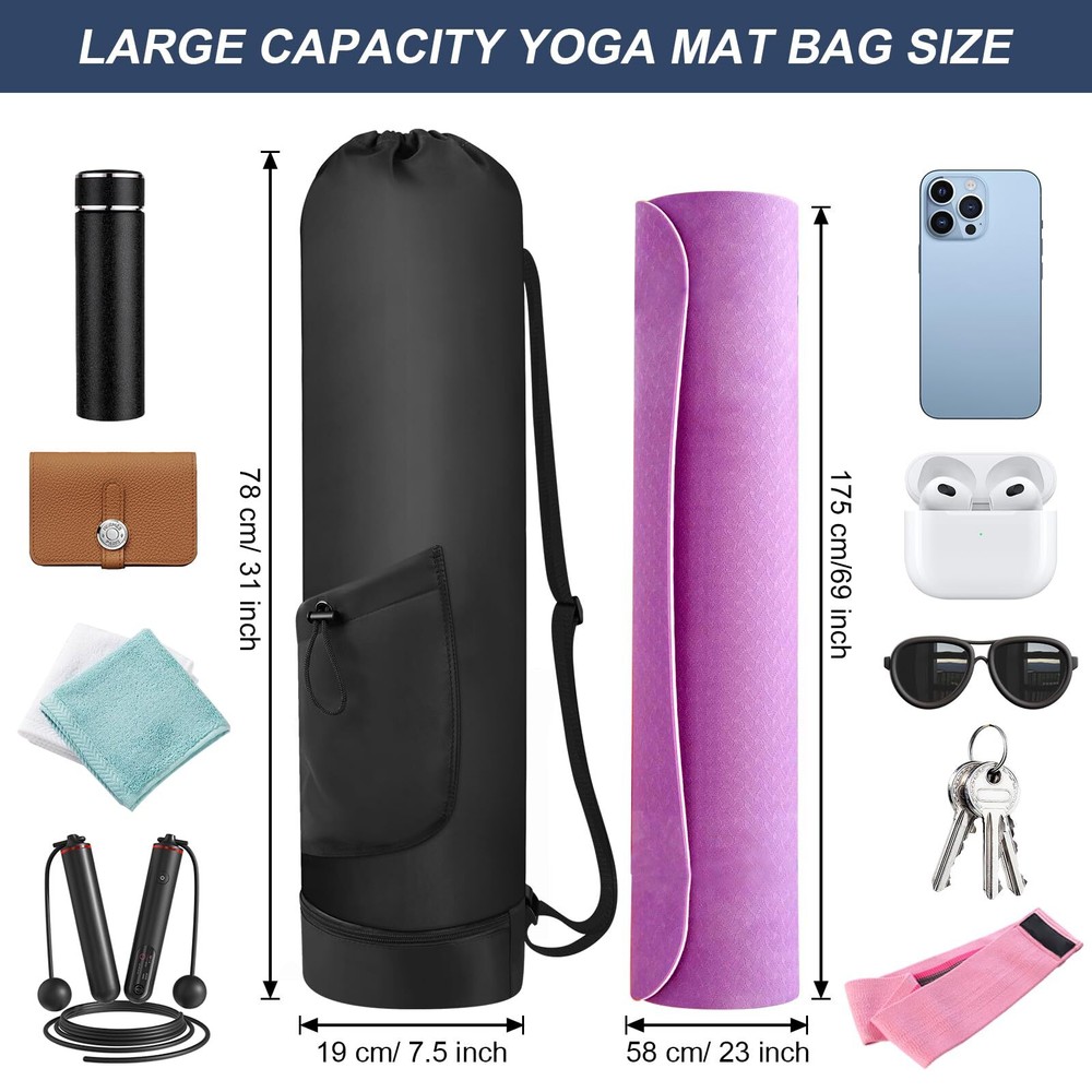 Yoga Mat Bag with Adjustable Strap Full Zip Carrier and Water Bottle Holder  