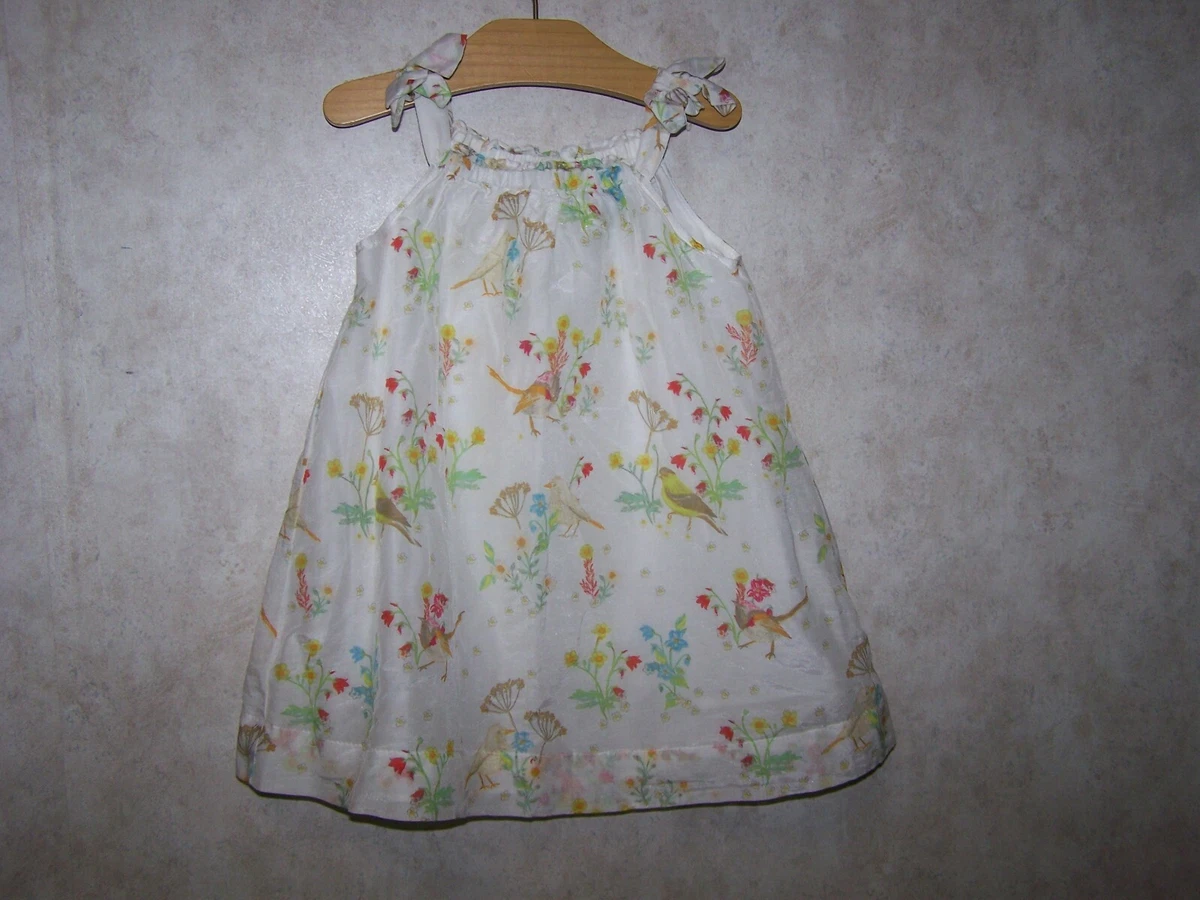 Baby Gap Girls Silk Cotton Bird Print Dress Size 18 24 Months EUC STUNNING