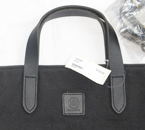 $130 New URBAN TRAVELWARE Canvas Tote Bag BLACK Shoulder Leather Handle Zip Top - Picture 4 of 6