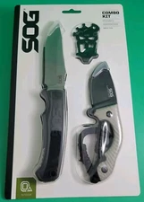 SOG Combo Kit 4" Field Knife, Survivors Edge, 2 Sheaths & MACV Tool - NIP