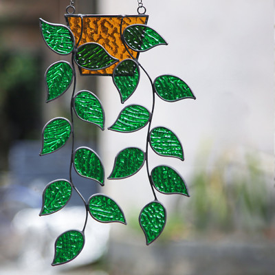 Hängende Efeu/Pothos Handarbeit Buntglas Dekor Wohndeko Geschenke für Freunde