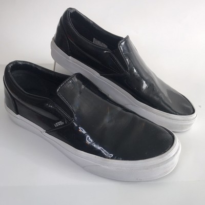 black leather slip on vans womens