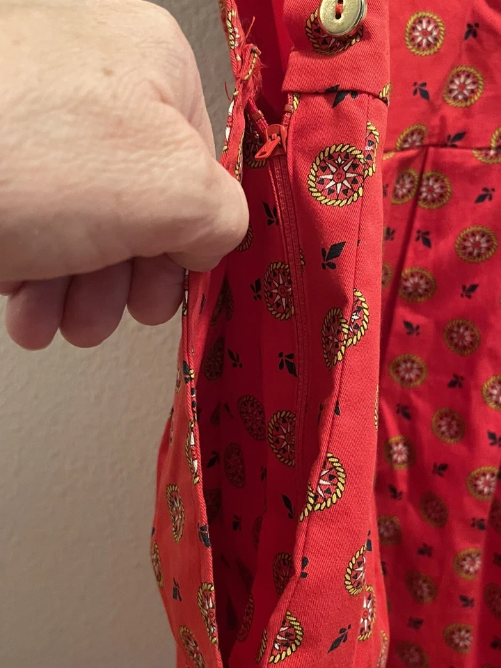 Vestido Náutico Bryn Connelly De Colección Años 90 Rojo 100% Algodón Talla 10 Hecho en Japón Foto 3 de 4