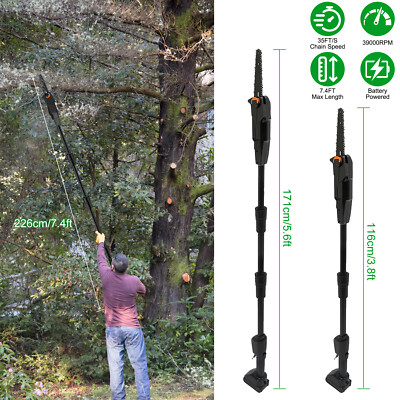 Cordless Pole Saw Tree Trimming Branch Cutter Pruner Chainsaw Extension Rods
