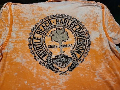 Harley Davidson. Myrtle Beach , SC. Orange & Black Tie Dye Shirt Womans Size XL - Picture 5 of 7