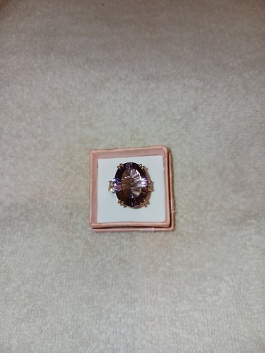 Size 7 VRose Gold/Sterling Ring Rose De France Concave Amethyst 19.35TCW (741) - Picture 12 of 18