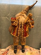 country rustic Christmas SANTA Claus w bear covered in (paint) snow 20” doll