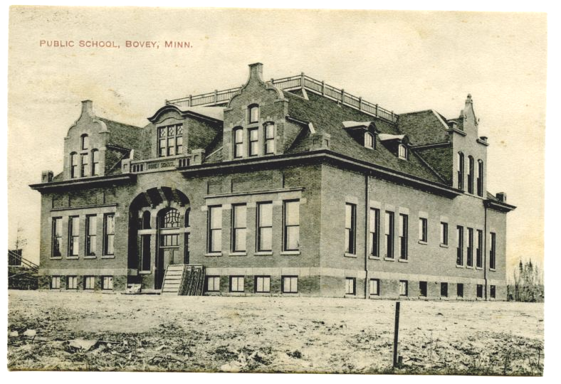 RPPC "Public School Bovey Minnesota" Itasca County, Bloom Bros Co. 1907