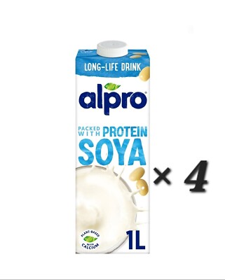 Alpro Soya milk diary alternative plant protein packed vegan1 Litre pack of  4 | eBay UK