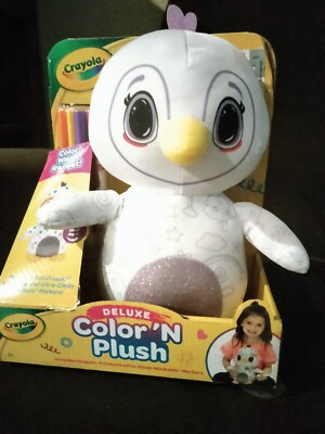 Crayola Deluxe Color  N Plush Penquin Stuffed Animal Art Toy Doodle Markers  New