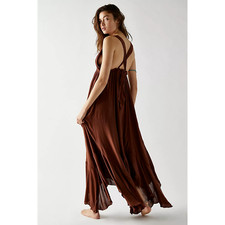 Free People Showstopper Midi Dress XSMALL Desert Topaz Brown NWT C2