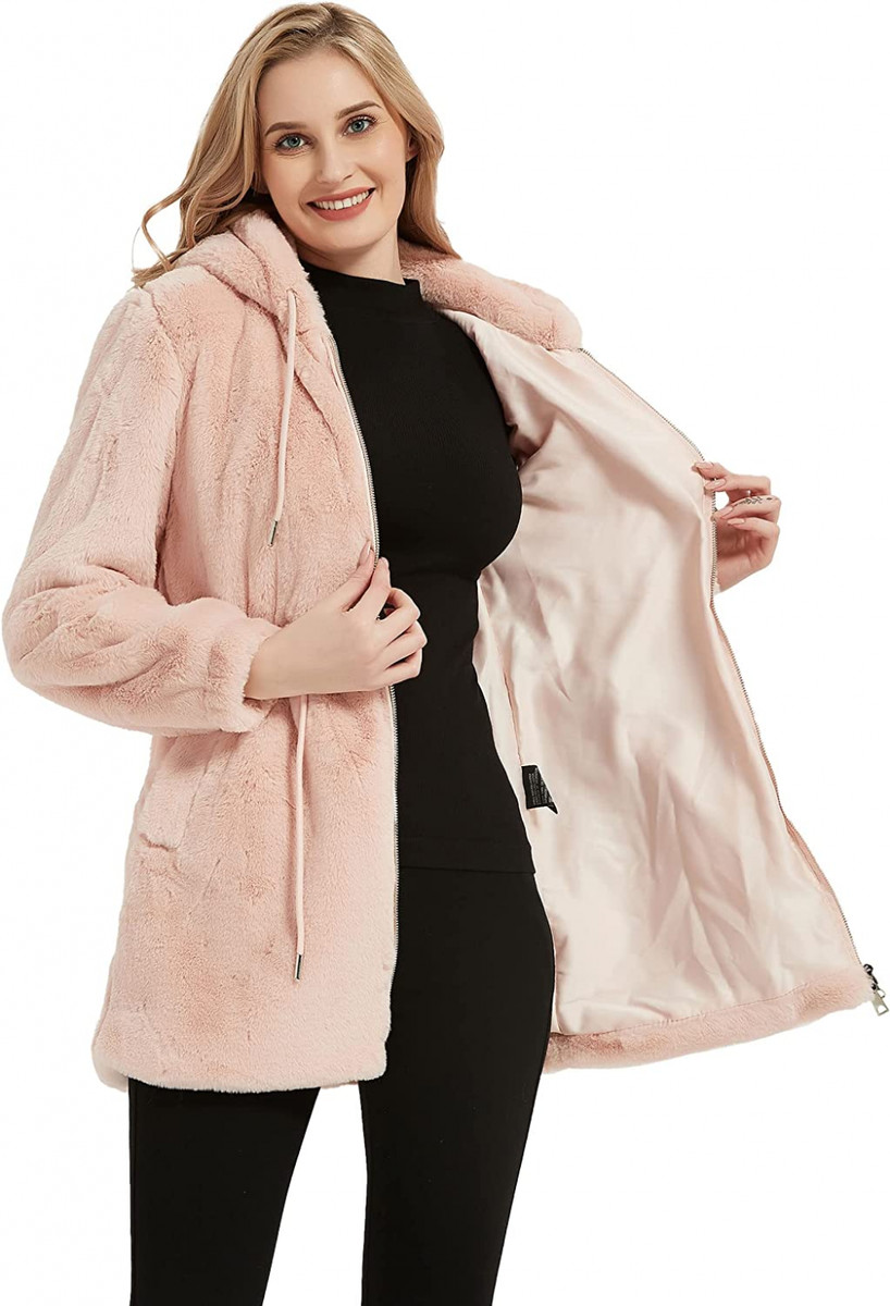 Bellivera Women Fleece Jacket, Fall and Winter Fashion Faux Fur Coat  Long