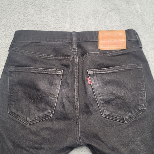 Levis 501T Jeans Mens 29x34 Black Tapered Denim Button Fly Dark Wash - Picture 8 of 16