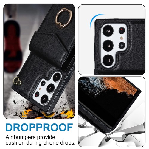 Handy Credit Card Slots Wallet Leather Ring Case For Samsung Galaxy S23 A73 A71 - Picture 7 of 57