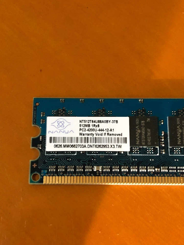 Nanya NT512T64U88A0BY-37B 512MB DDR2 PC2-4200U P/N 355951-888 Memory RAM - Image 3 of 4