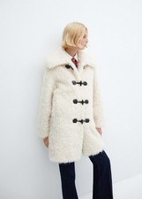 BNWT Mango Fur Effect Midi Coat Ivory  originally £119.99 Mothers Day Gift