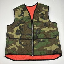 Vintage Adult Men Large Hunting Vest Camouflage Blaze Orange Reversable Quilted