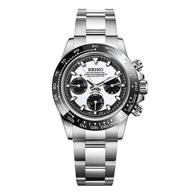 Seiko Mod Panda Chrono   Silver Sunburst / Oyster Bracelet / Sapphire / VK63
