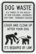 Aluminum Dog Waste Sign Funny 8x12 Inches Weatherproof Metal Street Sign