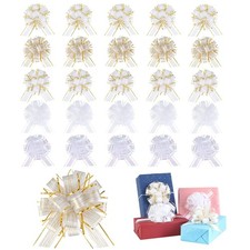 20 PCS 6 Inch White Pull Bows For Gift Wrapping 5 Types Ribbon Wedding Basket