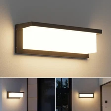 Modern Outdoor LED Wall Light Fixture, 36W LED Black Porch Light Waterproof A...