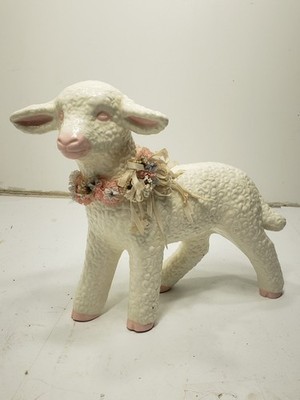 Vintage Alberta Mold Style Standing Lamb Ceramic Easter Decor Large White