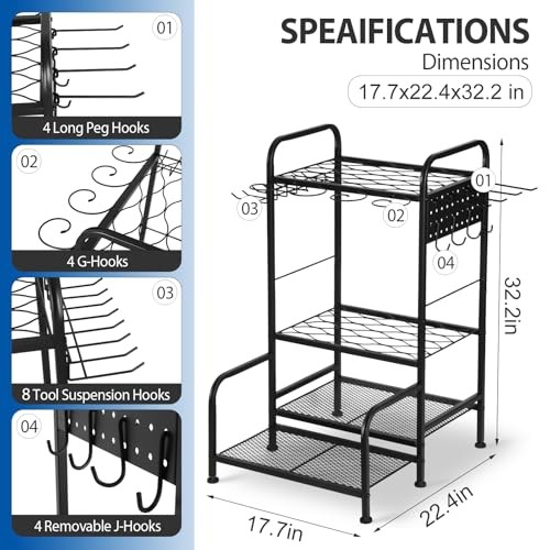 Garden Tool Organizer, Heavy Duty Tool Rack Stand, Metal Garden Tool and - Picture 3 of 8