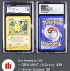 CGC 10 Pikachu 60/64 1st Edition Non-Holo Jungle 1999 Pokémon TCG WOTC Gem Mint
