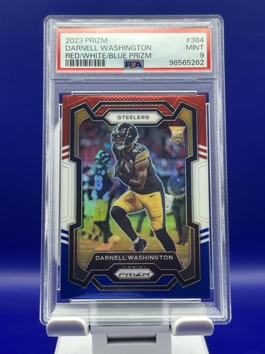2023 Prizm #384 Darnell Washington rosso bianco blu ROOKIE Prizm PSA 9 POP 1 - Foto 1 di 3