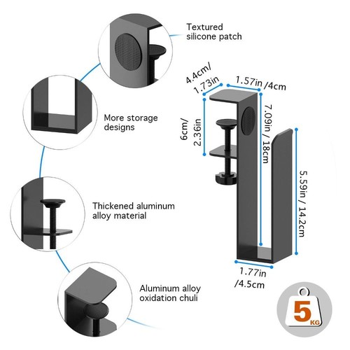 Desk Side Storage Under Desk Laptop Mount Clamp on Hanging Desk Organizer - Afbeelding 6 van 6