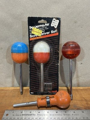 Vintage Screwdriver Lot  NOS Oxwall Powermaster  SV Tools Screw Ball Easydriver