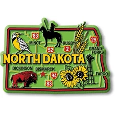 North Dakota Colorful State Magnet by Classic Magnets, 3.4" 2.3"
