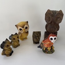 Qty 6 Vintage Owls Figurines