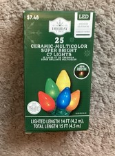 25 Multicolor Super Bright Colorful C7 LED Lights 14 ft Holiday Christmas Xmas