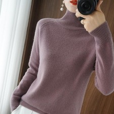 Turtleneck Cashmere Sweater Women Jumpers Long Sleeve Thick Pullover Korean