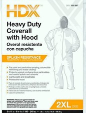 HDX Heavy Duty Coverall w/Protective Hood XXL New SEALED FREE SHIPPIG Same Day
