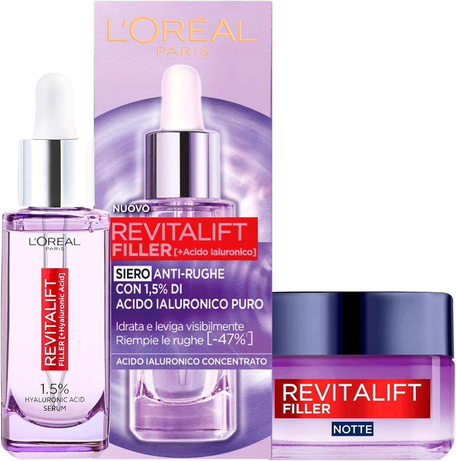 L'Oréal Revitalift Filler Siero + Crema: Kit Rimpolpante Acido Ialuronico