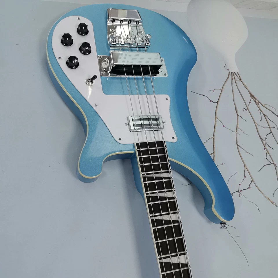 Nuevo BAJO Eléctrico Polvo Metálico Azul 4 Cuerdas US Warehouse Foto 3 de 4