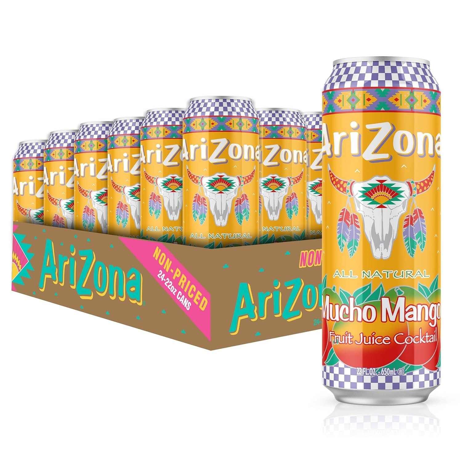 AriZona Mucho Mango Can - Big Can, 22 Fl Oz (Pack of 24)